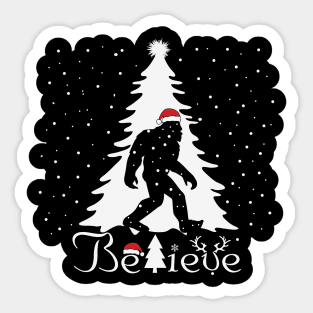 Believe Bigfoot Santa Claus Bigfoot Sasquatch Christmas Gift Sticker